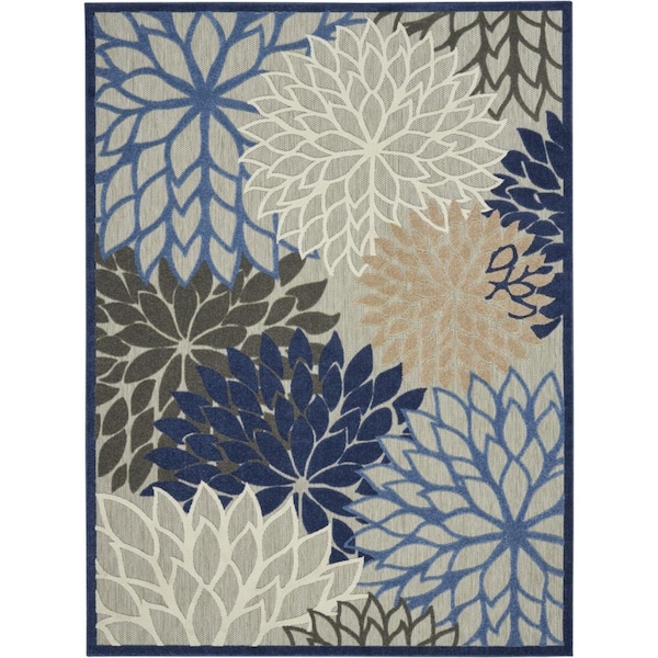 Palacedesigns 7 x 10 ft. Blue Large Floral Indoor & Outdoor Area Rug PA2627689 - main